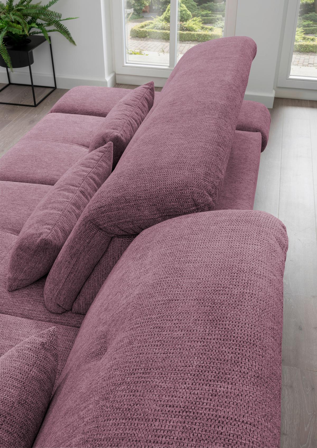 Ecksofa Mit Schlaffunktion Dalida Brombeere Chenille - Chromfarben/Brombeere, Design, Textil (300/196cm) - Livetastic