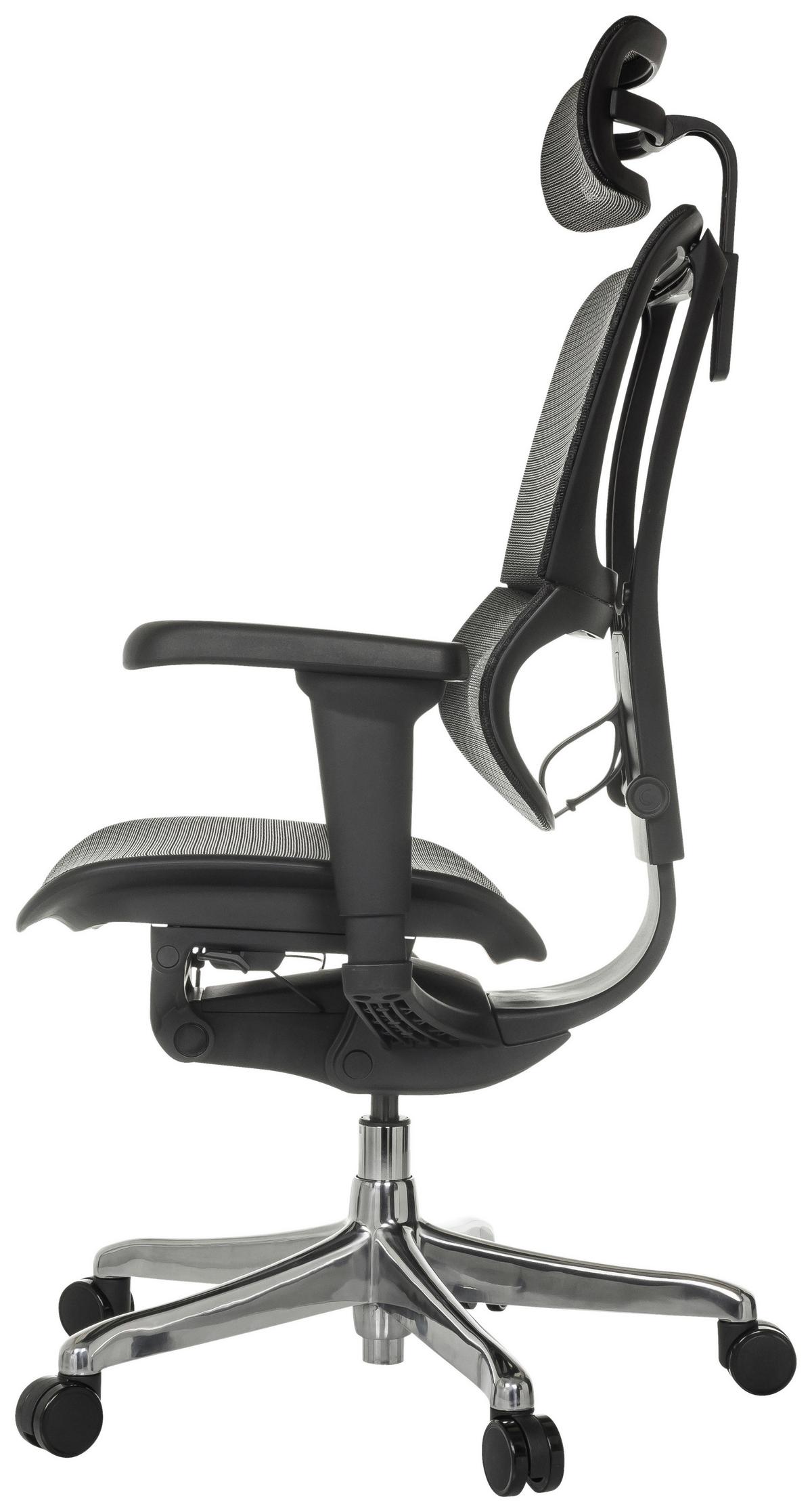 Drehstuhl Ergohuman Slim Ultra Schwarz B: 71 cm - Silberfarben/Schwarz, MODERN, Kunststoff/Textil (71/135/75cm) - MID.YOU