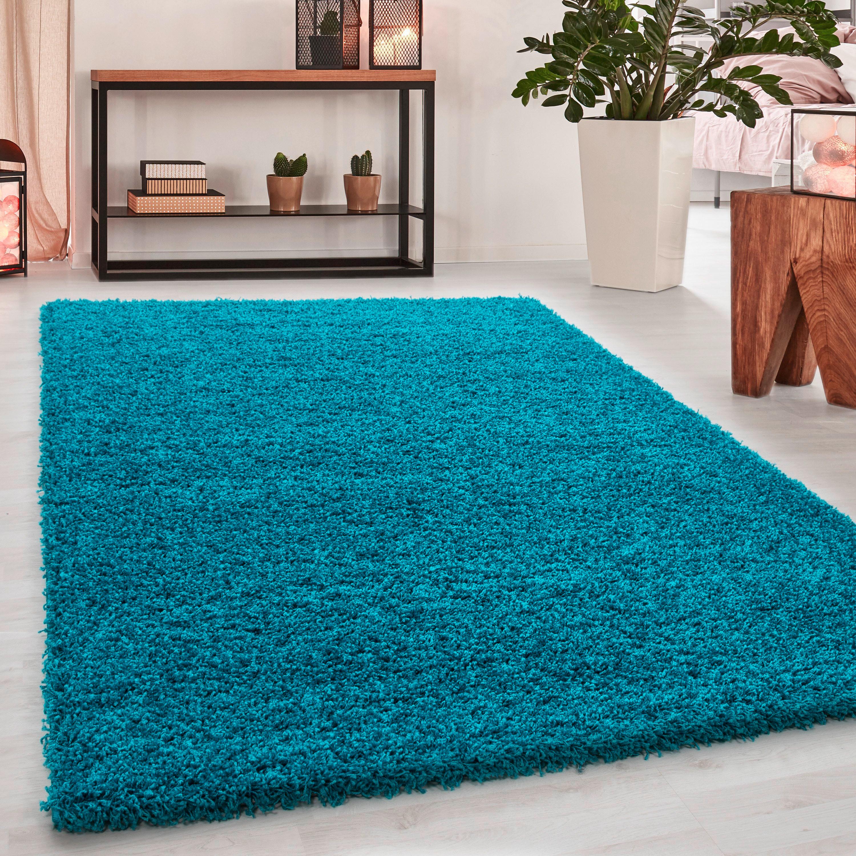 Hochflor Teppich Türkis Naturfaser Dream 120x170 Cm - Türkis, KONVENTIONELL, Textil (120/170cm) - Novel