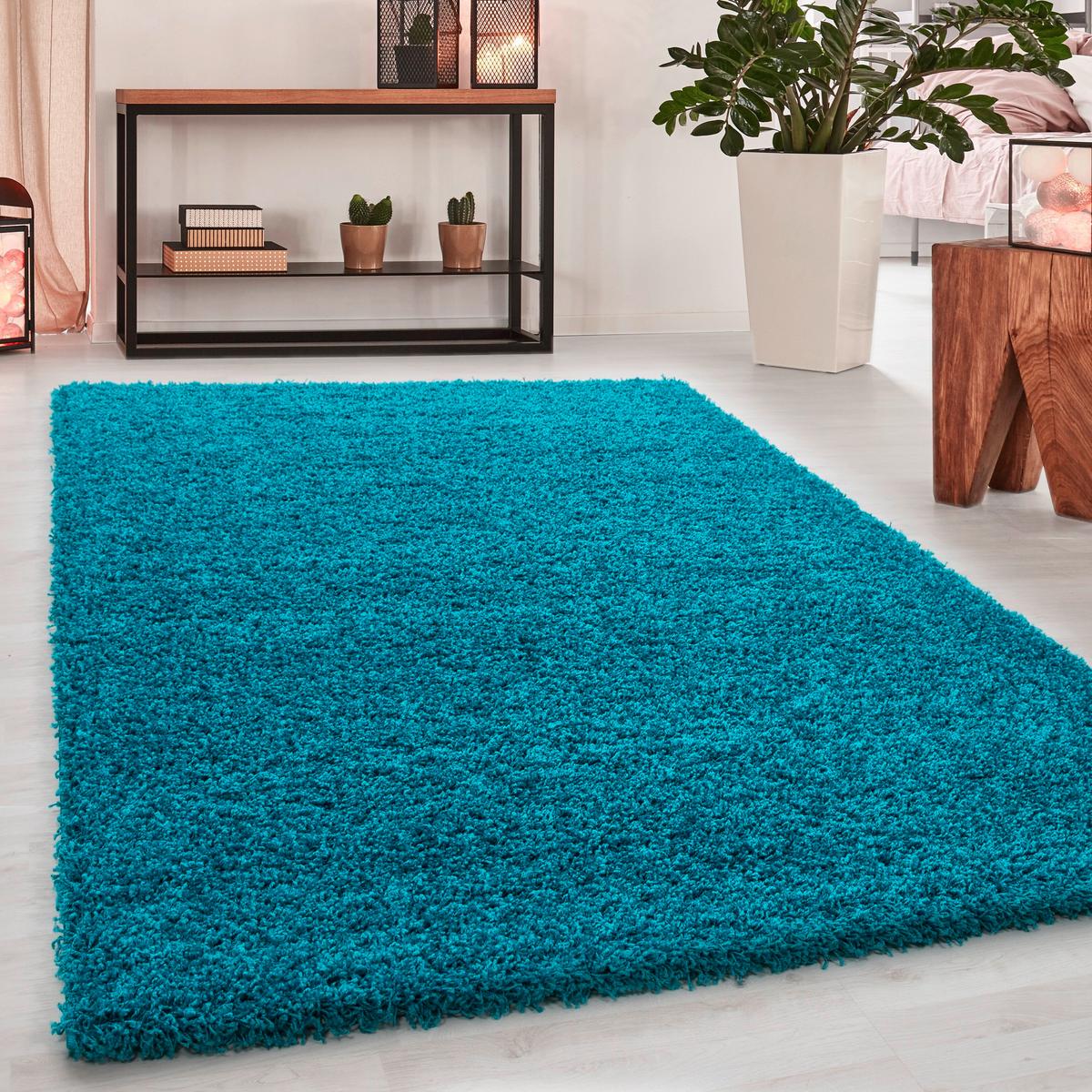 Hochflor Teppich Türkis Naturfaser Dream 120x170 cm - Türkis, KONVENTIONELL, Textil (120/170cm) - Novel