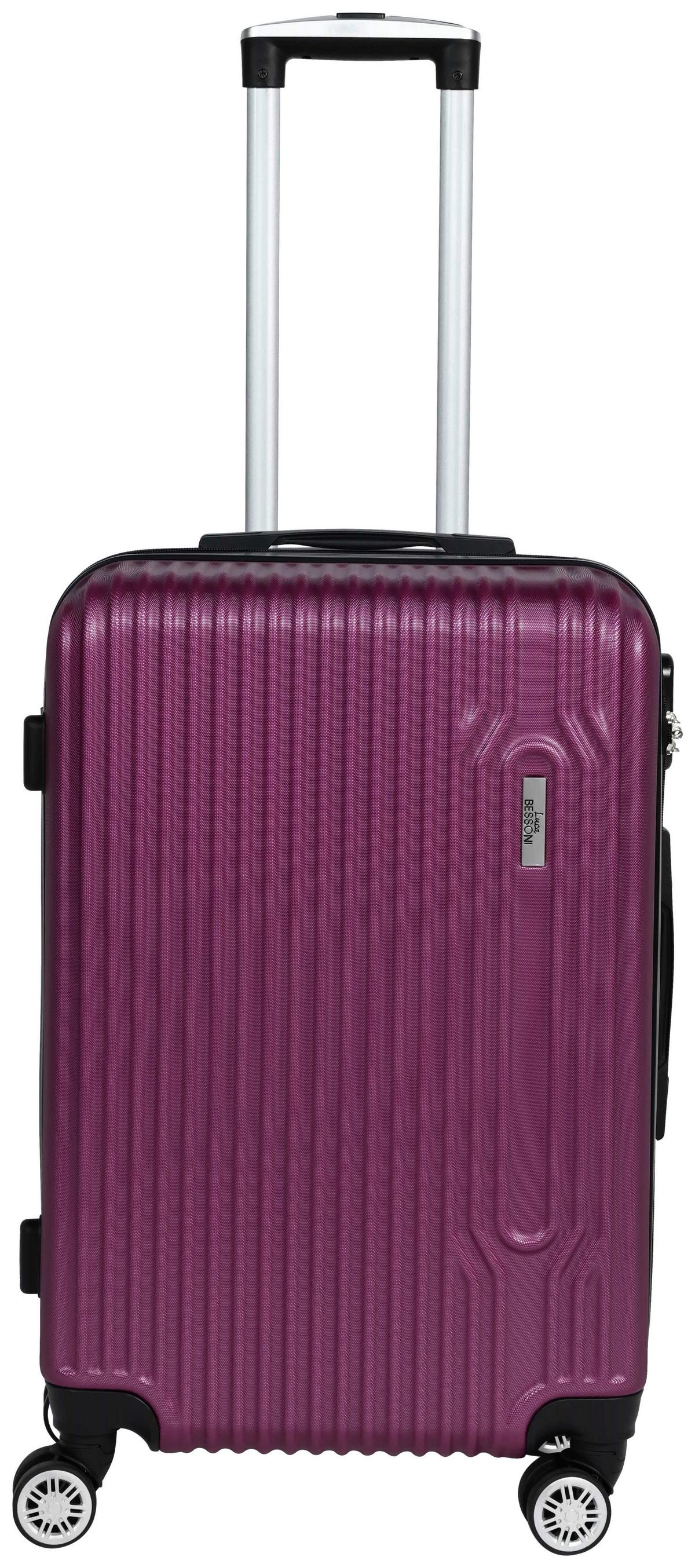 Reisekoffer Palermo 4 Rollen Hartschale, Größe M - Lila, Design, Kunststoff/Textil (43/26/65cm) - Luca Bessoni