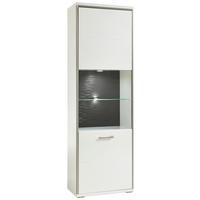 Vitrine B: 64 cm Trento Grau/Silberfarben/Weiß - Weiß Hochglanz/Silberfarben, Design, Glas/Holzwerkstoff (64/201/38cm) - Livetastic