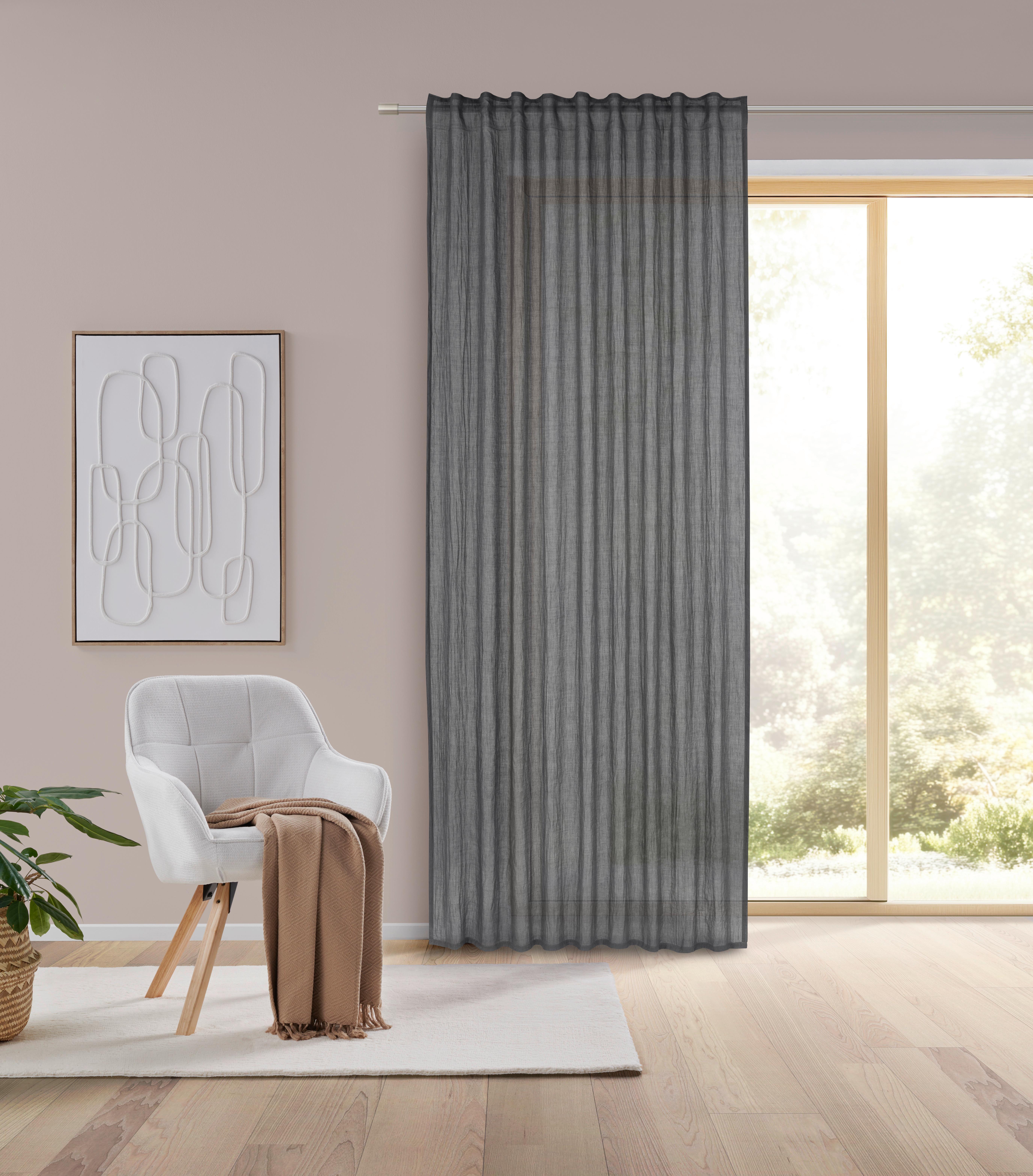 HOTOVÝ ZÁVĚS Ramona, 135/245cm, antracit - antracitová, Moderní, textil (135/245cm) - Modern Living