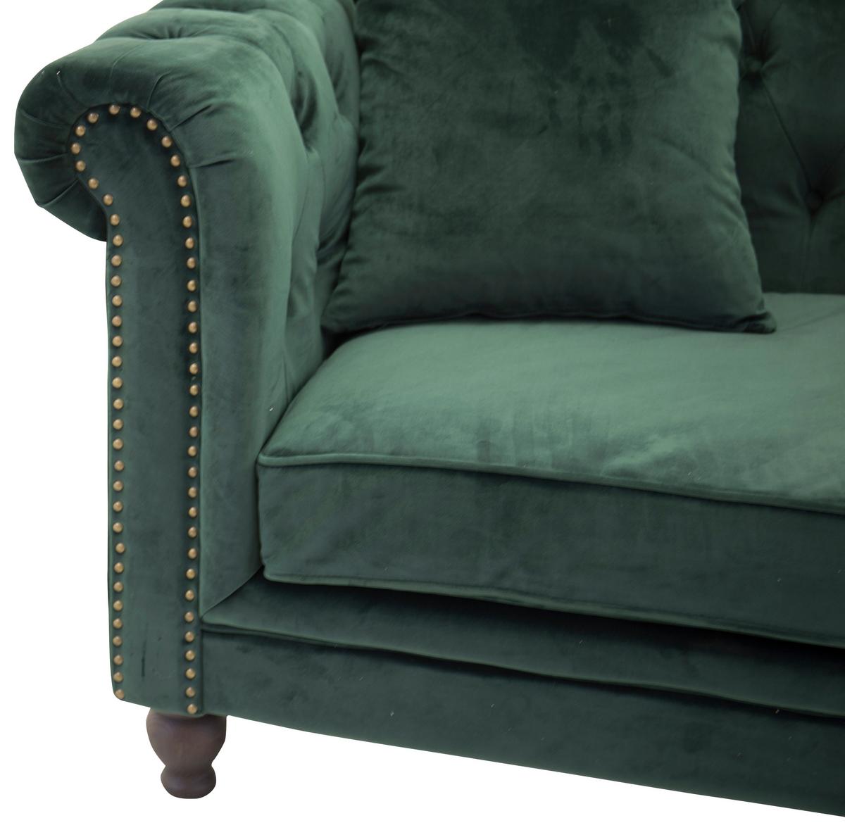 Chesterfield-Sofa Velvet - Braun/Grün, Design, Textil/Metall (217/80/88cm) - Livetastic