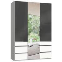 Drehtürenschrank 150cm Level, Grau/weiß - Weiß/Grau, MODERN, Glas/Holzwerkstoff (150/216/58cm) - MID.YOU