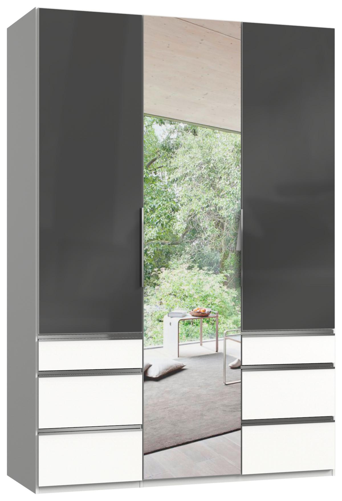 Drehtürenschrank 150cm Level, Grau/weiß - Weiß/Grau, MODERN, Glas/Holzwerkstoff (150/216/58cm) - MID.YOU