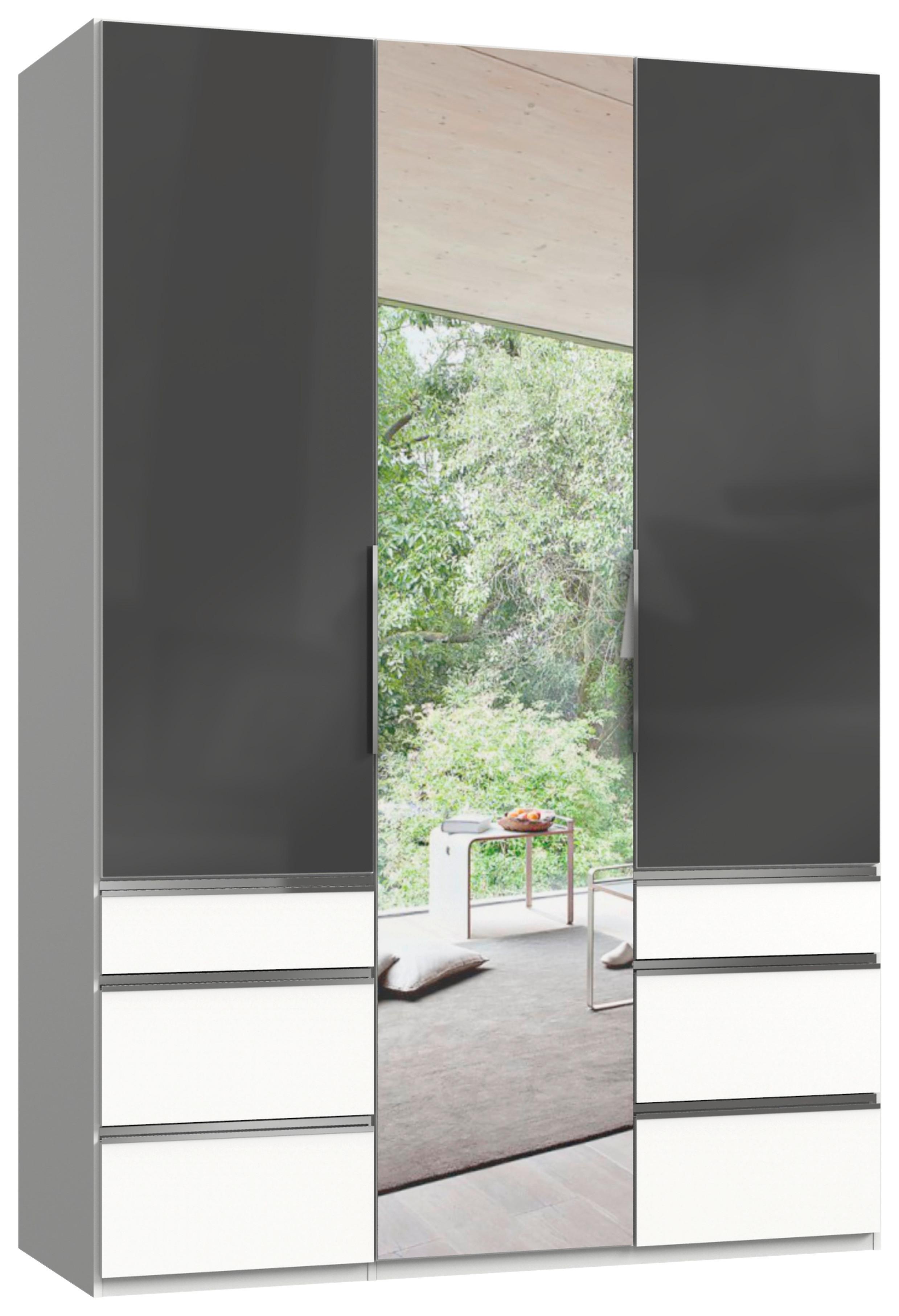 Drehtürenschrank 150cm Level, Grau/Weiß