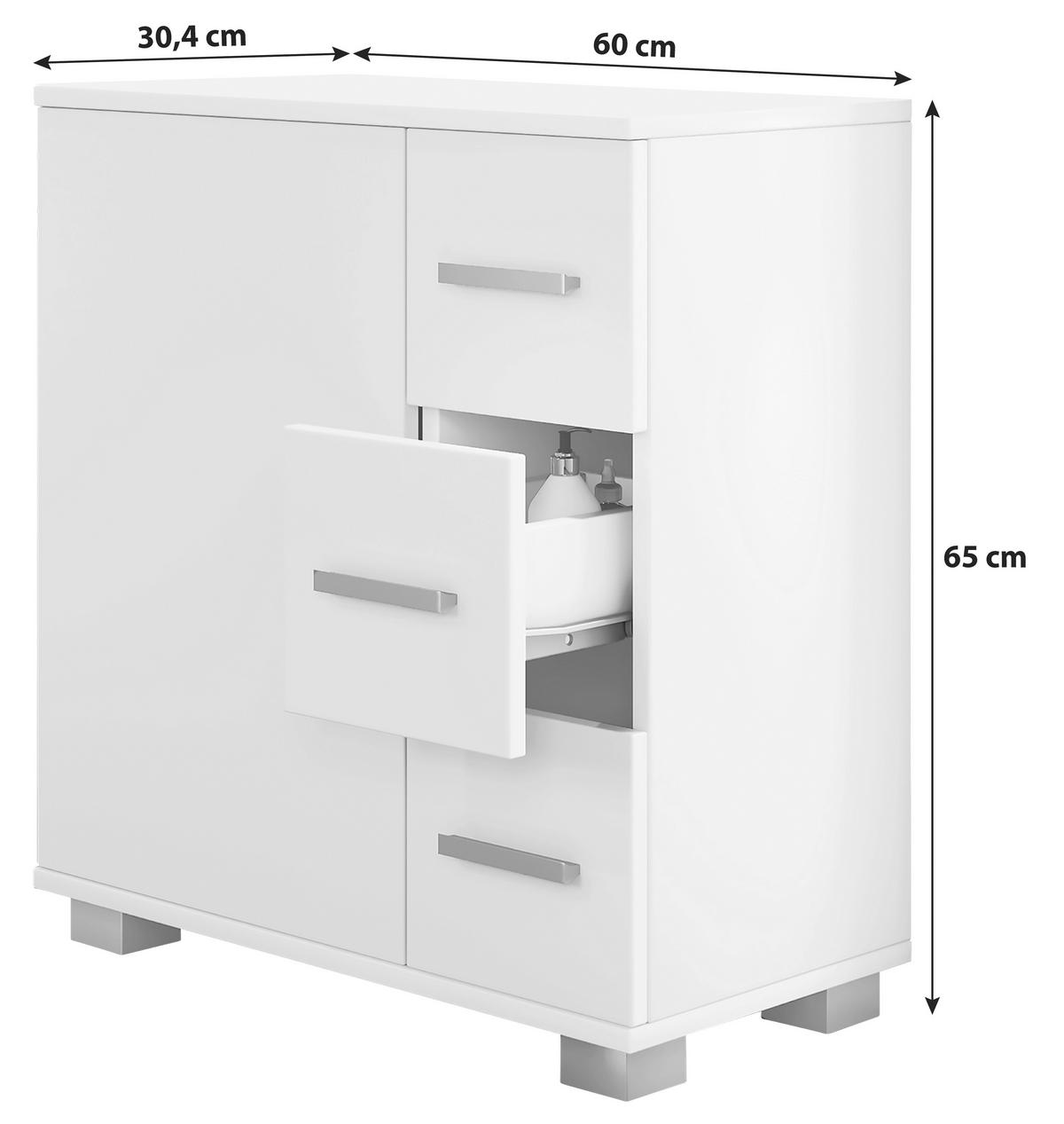 Waschbeckenunterschrank Zalo Xl B: 60 Cm Schwarz/weiß - Schwarz/Weiß, MODERN, Holzwerkstoff (60/65/30,4cm) - MID.YOU