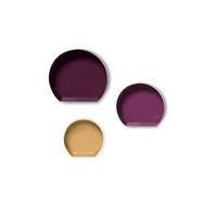 Wandregal-Set Triple 3-Teilig B:27-39,5cm Pflaume/Goldfarben - Pflaume/Goldfarben, LIFESTYLE, Metall (27-39,5/26-37,5/12cm) - Kayoom