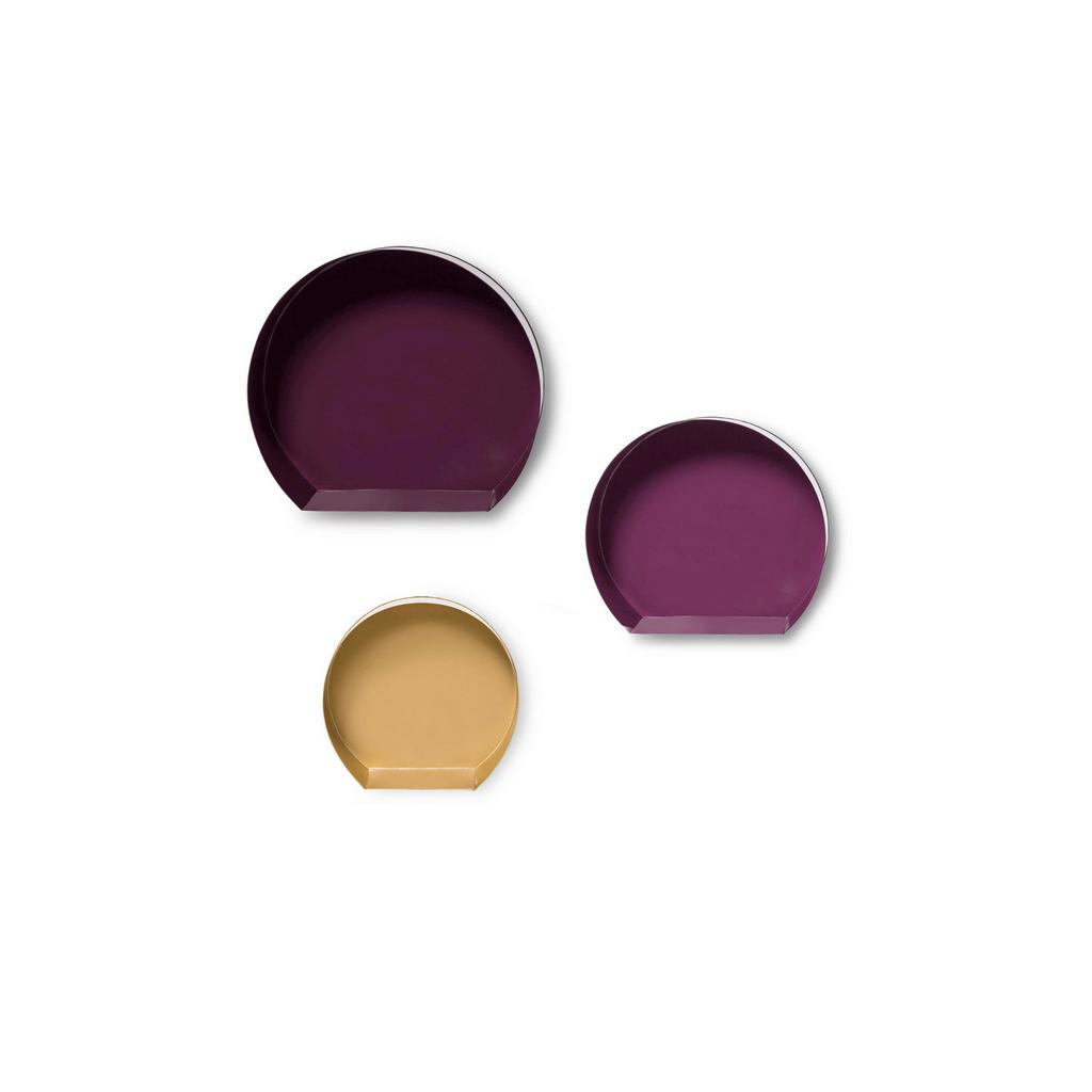 Wandregal-set Triple 3-teilig B:27-39,5cm Pflaume/goldfarben