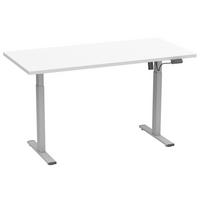 Schreibtisch E-Lona Weiß L: 140 cm - Silberfarben/Weiß, Design, Holzwerkstoff/Metall (140/50/71cm) - MID.YOU