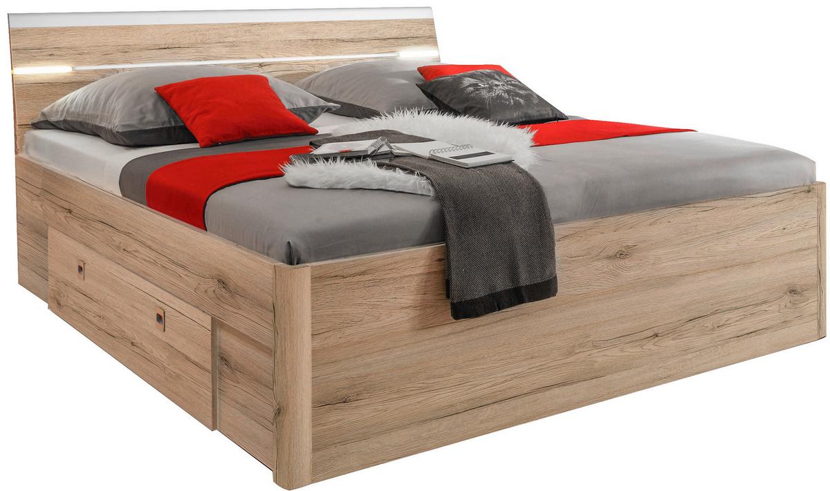 Ágykeret Mars 160/200 Cm - tölgyfa/fehér, Modern, faalapú anyag (160/200cm)