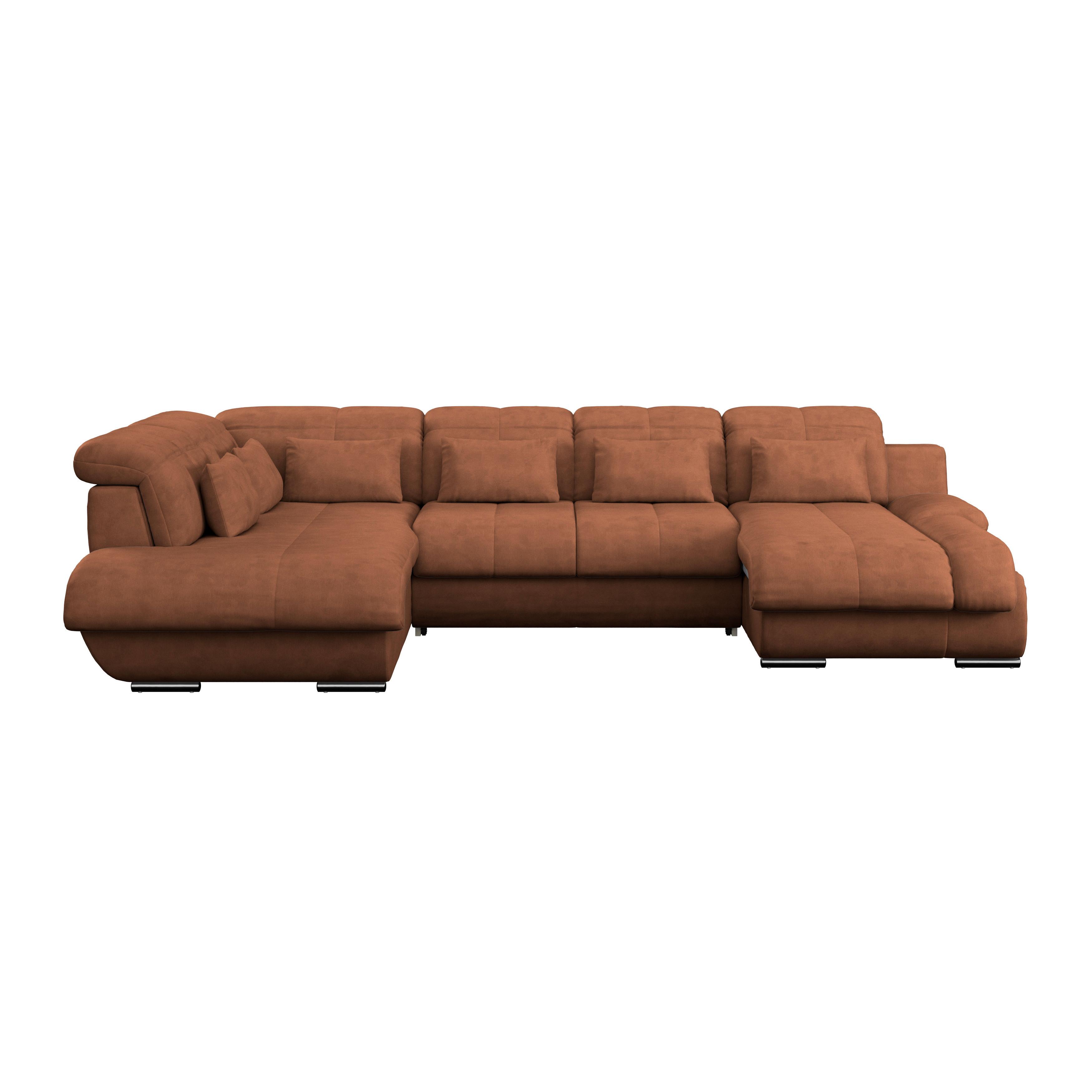 Sedacia súprava MULTI tvar U, koňaková - chrómová/koňaková, Modern, kov/textil (228/345/184cm) - Luca Bessoni