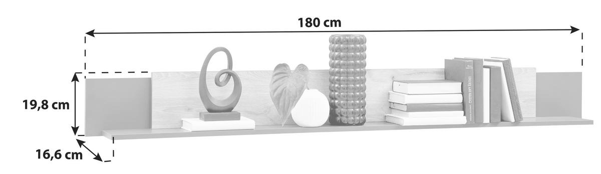 Wandboard Atlanta B: 180 cm Eiche Anthrazit - Eichefarben/Anthrazit, MODERN, Holzwerkstoff (180/19,8/16,6cm)
