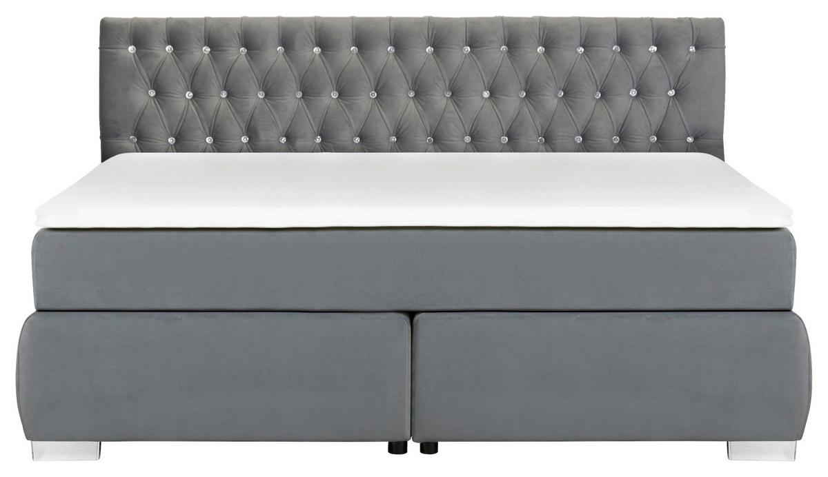 Boxspringbett Rumba inkl. Matratze 200x200 - Platinfarben, Basics, Textil (200/200cm) - Livetastic