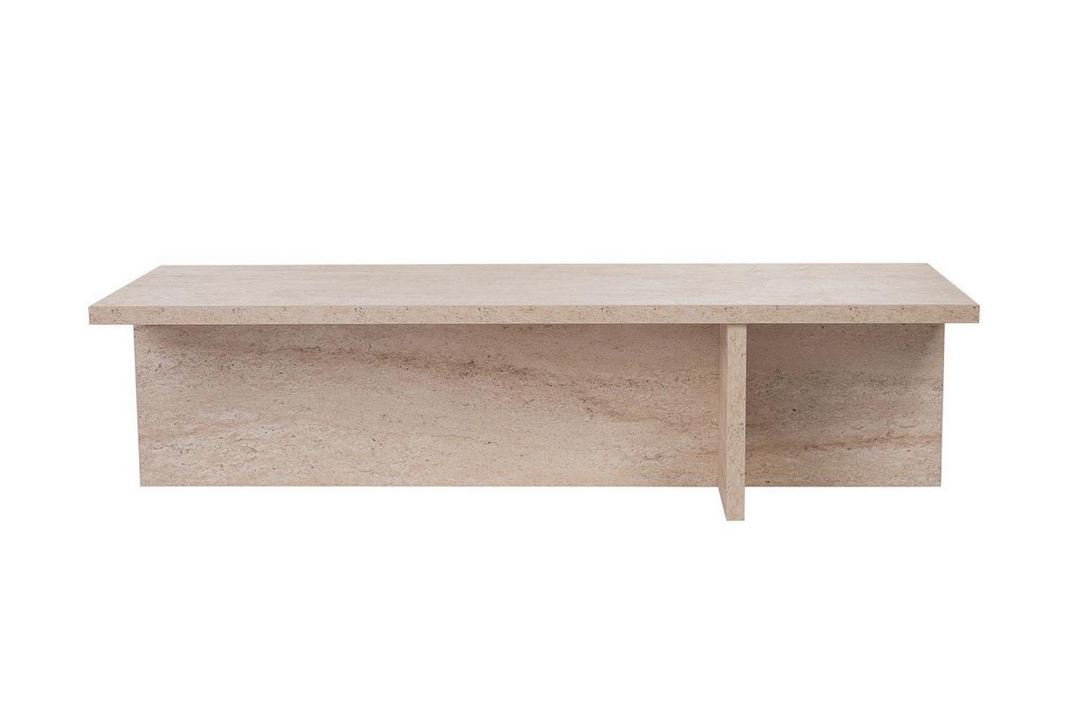 COUCHTISCH Travertine B: 120cm - Elfenbein, MODERN, Holzwerkstoff (120/30/45cm)