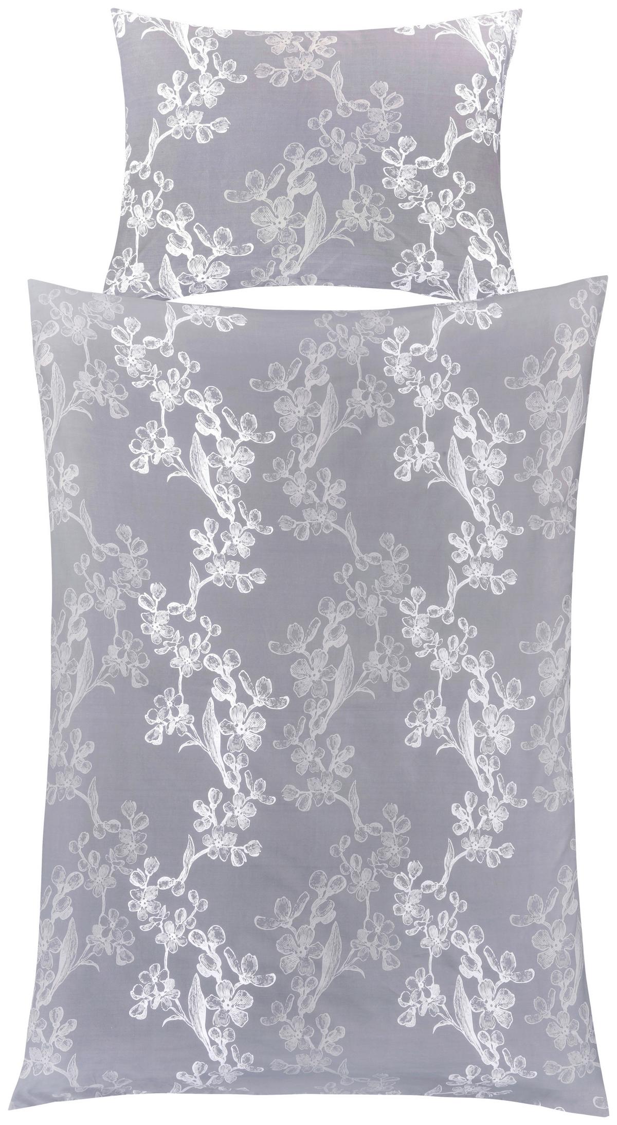 Bettwäsche Evelin - Hellgrau/Weiß, ROMANTIK / LANDHAUS, Textil - James Wood
