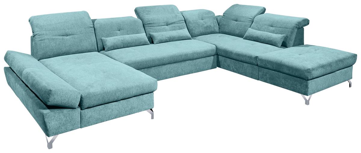 Ecksofa Melfi Türkis U: 168 Cm - Türkis/Silberfarben, MODERN, Textil (168/350/245cm) - MID.YOU