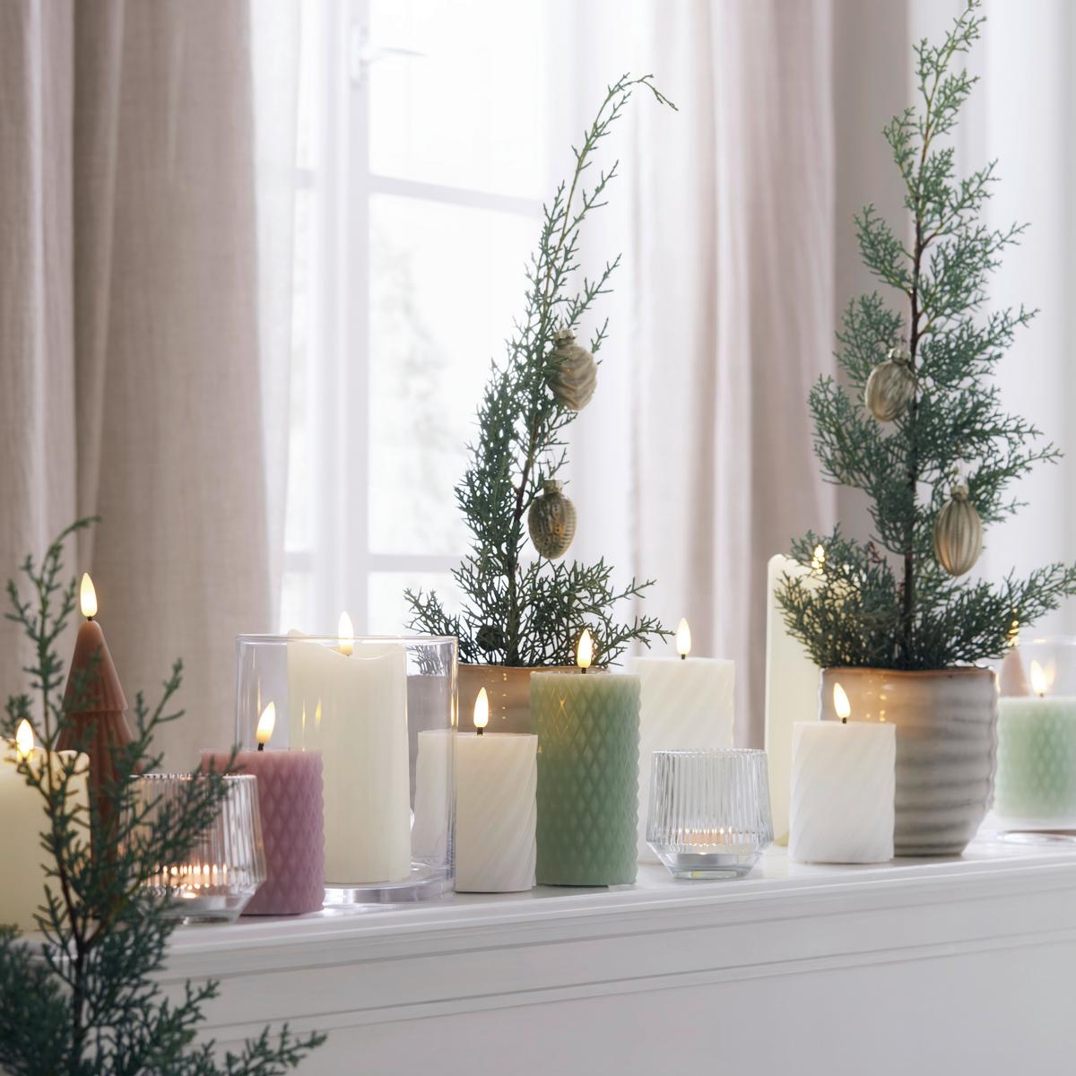 LED  svíčka TWIST - bílá/černá, Konvenční, plast/přírodní materiály (7/9cm) - Modern Living