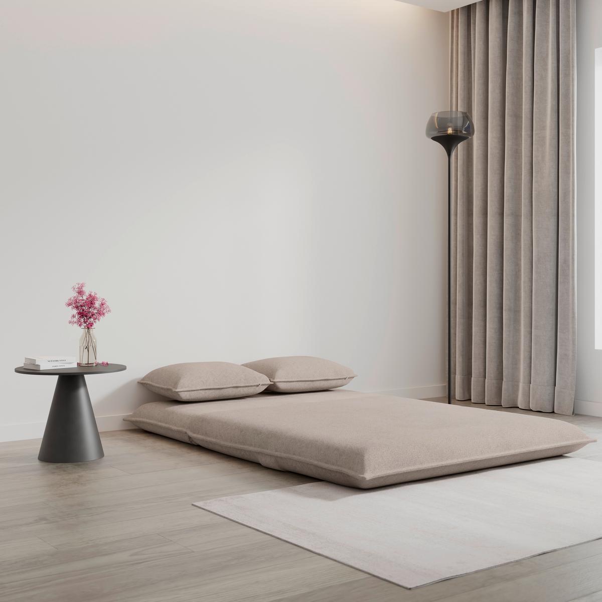 Rozkladacia pohovka MACY, béžová, max. 240 kg - béžová, Modern, kov/textil (140/35/65cm) - Bessagi Home