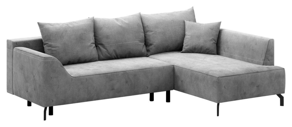 Eckschlafsofa Asolo Hellgrau S: 273x167 cm - Hellgrau/Schwarz, Design, Textil (273/167cm) - MID.YOU