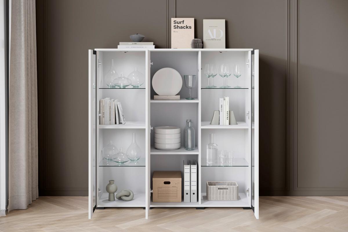 VYSOKÁ KOMODA CARO 120 - bílá/černá, Design, kompozitní dřevo/plast (120/121,9/39,5cm) - Livetastic