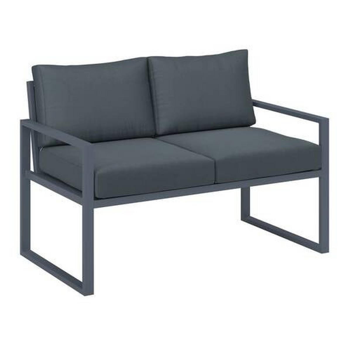 Loungegarnitur Prag - Dunkelgrau/Schwarz, MODERN, Glas/Textil - Beldano