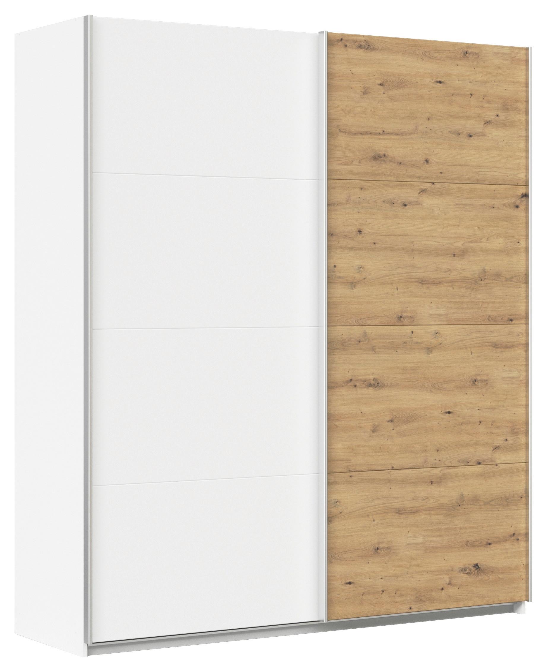 Schwebetürenschrank Feldkirch 181 Normalhöhe - Weiß/Eiche Artisan, MODERN, Holzwerkstoff (181/210/62cm)