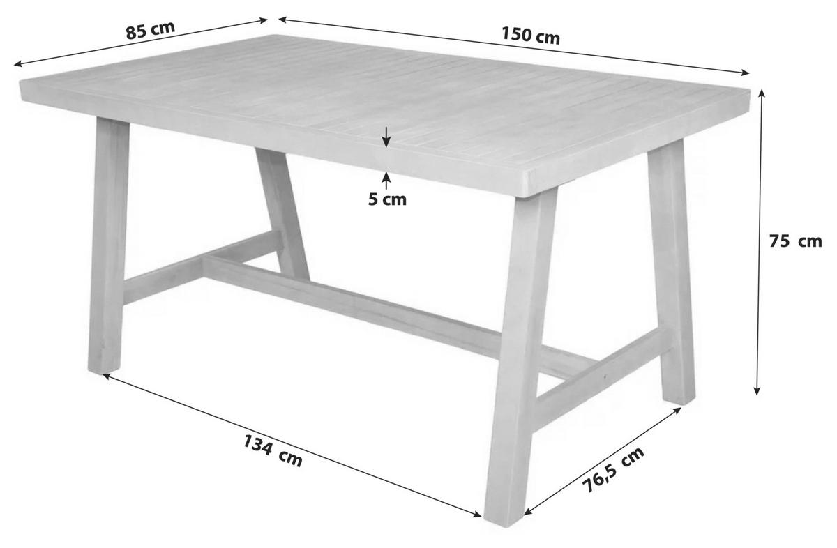 Gartentisch Bogota Akazienholz L 150 cm - Hellbraun, Basics, Holz (150/85/75cm) - Gardenson