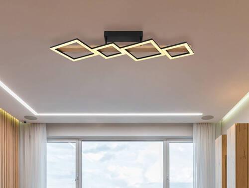 Led Mennyezeti Lámpa 67288d2 - sötétbarna/fekete, Natur, műanyag/faalapú anyag (92/30/13cm) - Globo