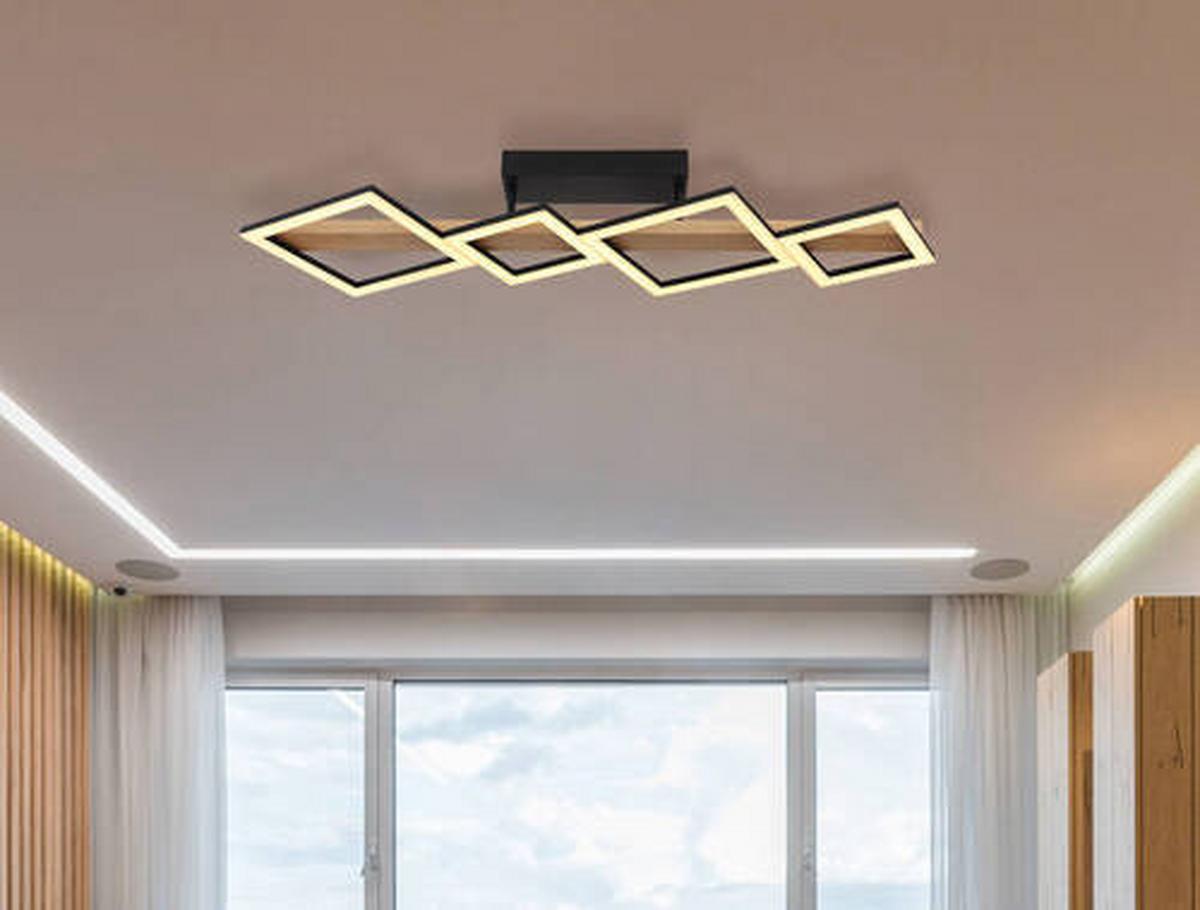 Led Mennyezeti Lámpa 67288d2 - sötétbarna/fekete, Natur, műanyag/faalapú anyag (92/30/13cm) - Globo
