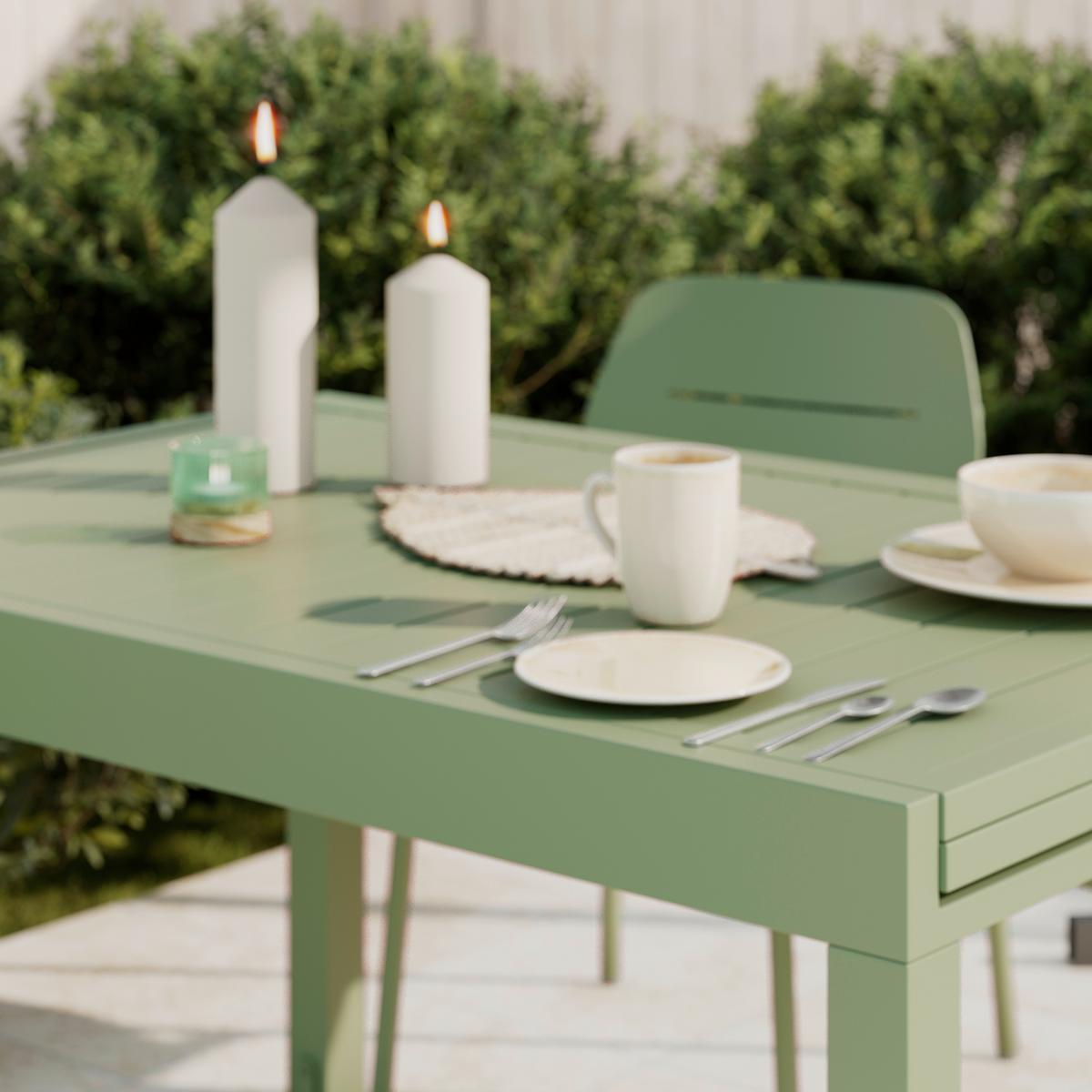 ZAHRADNÍ STŮL VERDE - šalvějově zelená, Moderní, kov (270/76/90cm) - Modern Living