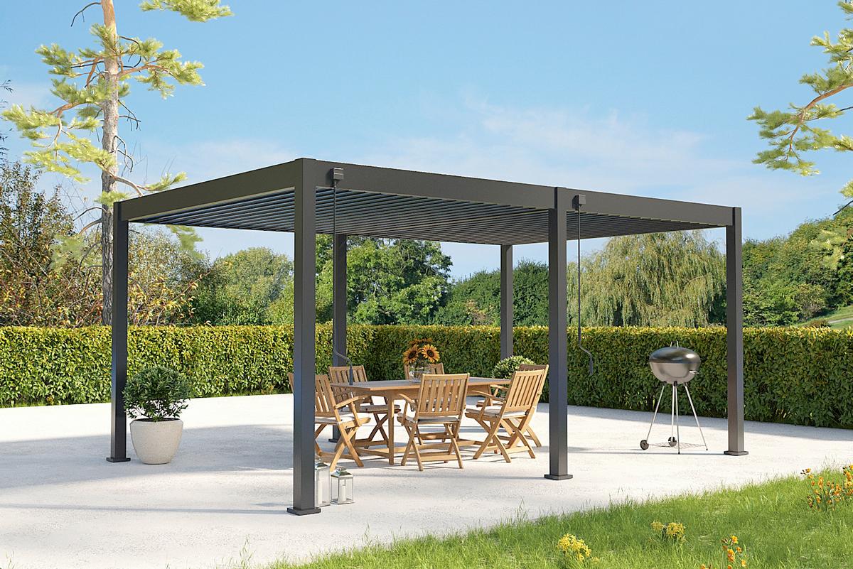Pergola 360x530 cm Weiß, Wetterbeständig - Graphitfarben, Basics, Metall (360/530/255cm)