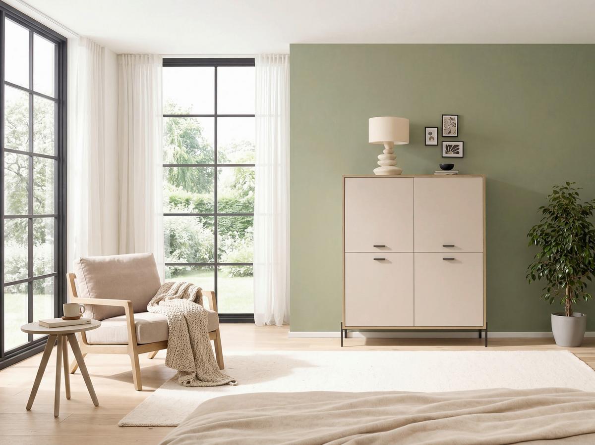 Highboard Fredericia Eichefarben Kaschmir B: 115 cm - Kaschmir/Eichefarben, Design, Holzwerkstoff (115/140/40cm) - MID.YOU