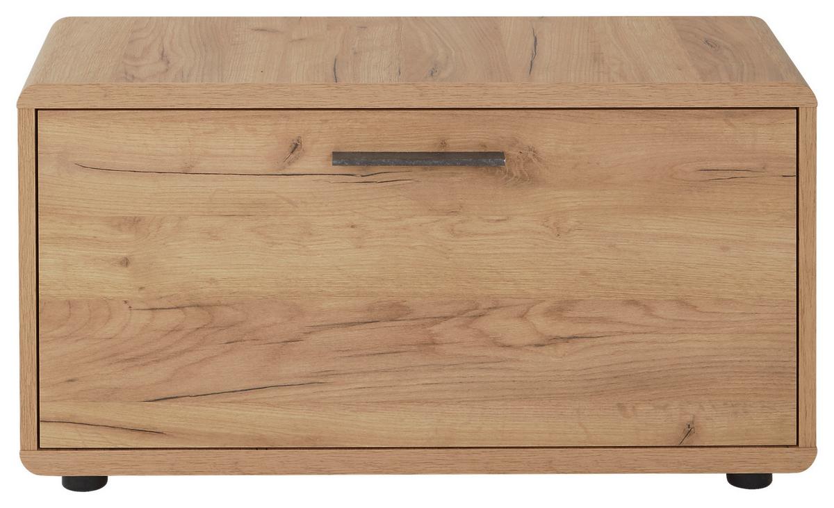 Garderobenbank Fontana B: 84cm 1 Klappe, Eiche Gold Dekor - Eichefarben/Schwarz, MODERN, Holzwerkstoff (84/46/32cm)