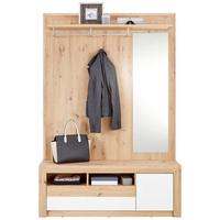 Garderobe Kashmir New Eiche Dekor/weiß B: 130 Cm + Spiegel - Eichefarben/Weiß, MODERN, Holzwerkstoff (130/192,2/36cm) - James Wood