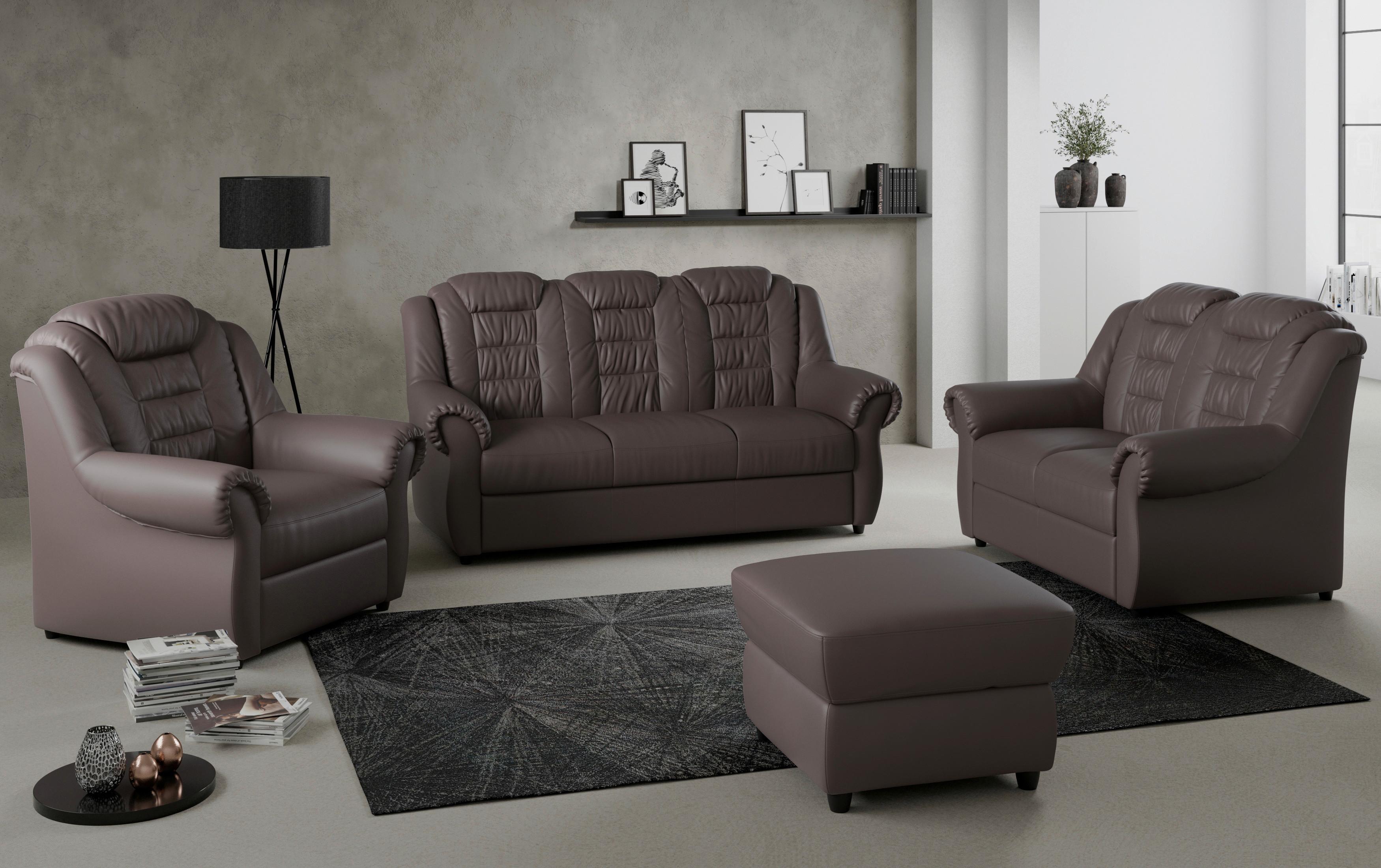 Polsterhocker Boston Braun Lederlook - Schwarz/Braun, KONVENTIONELL, Textil (68/45/68cm) - Livetastic