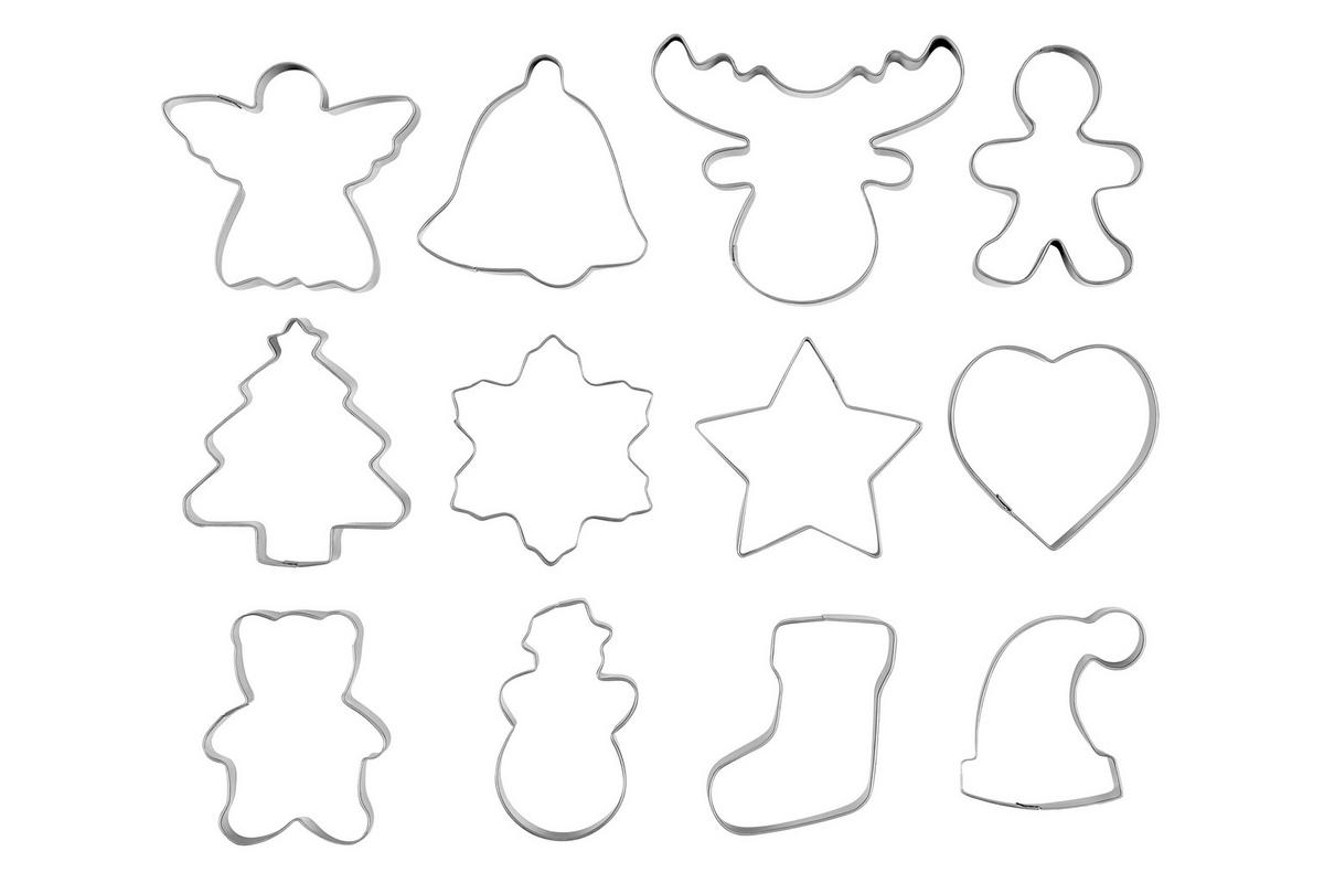 Keksausstecher Weihnachtlich Noel 12-Tlg. Edelstahl - Edelstahlfarben, KONVENTIONELL, Metall - Luca Bessoni