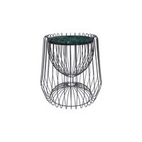 Odkládací stolek černá/zelená - černá/zelená, Basics, kov/kámen (50/51/50cm)