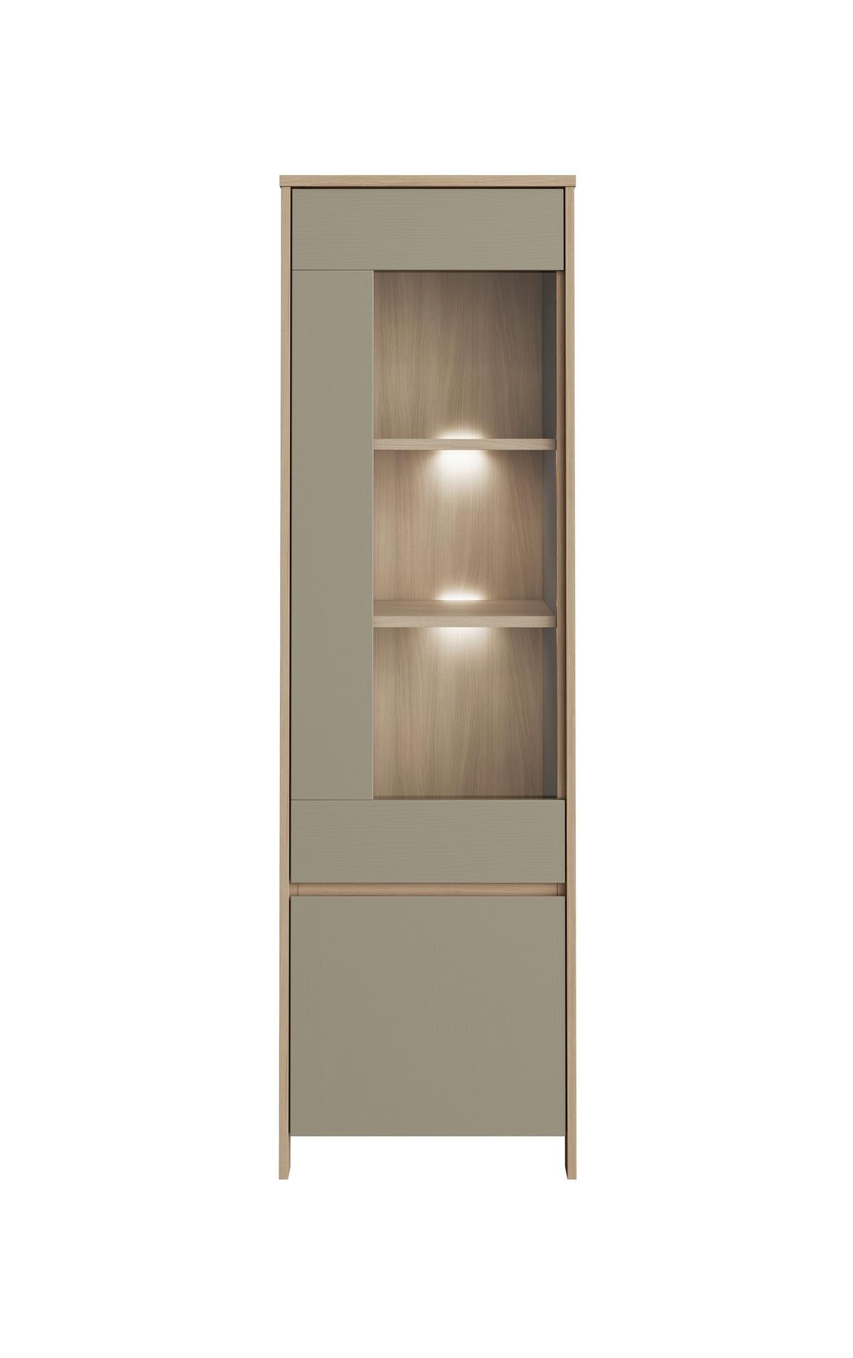 Vitrine Stranda Eukalyptus/Holzfarben B: 58cm - Eichefarben/Eukalyptusholzfarben, Design, Holzwerkstoff (58/195/39cm) - MID.YOU