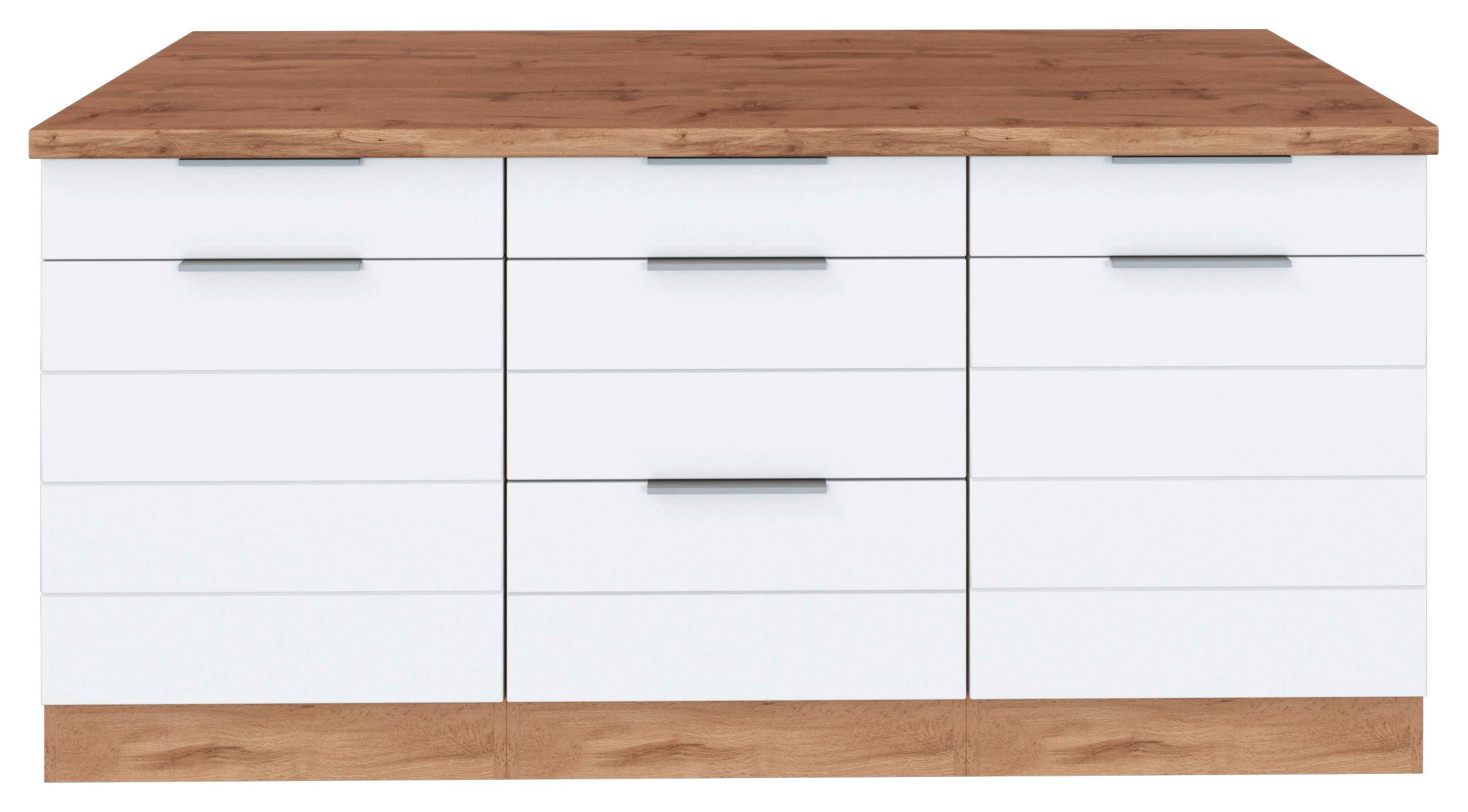 Küchenunterschrank Florenz B: 180 cm Weiß/Eichefarben - Eiche Wotan/Weiß, Design, Holzwerkstoff (180/86/60cm) - Held