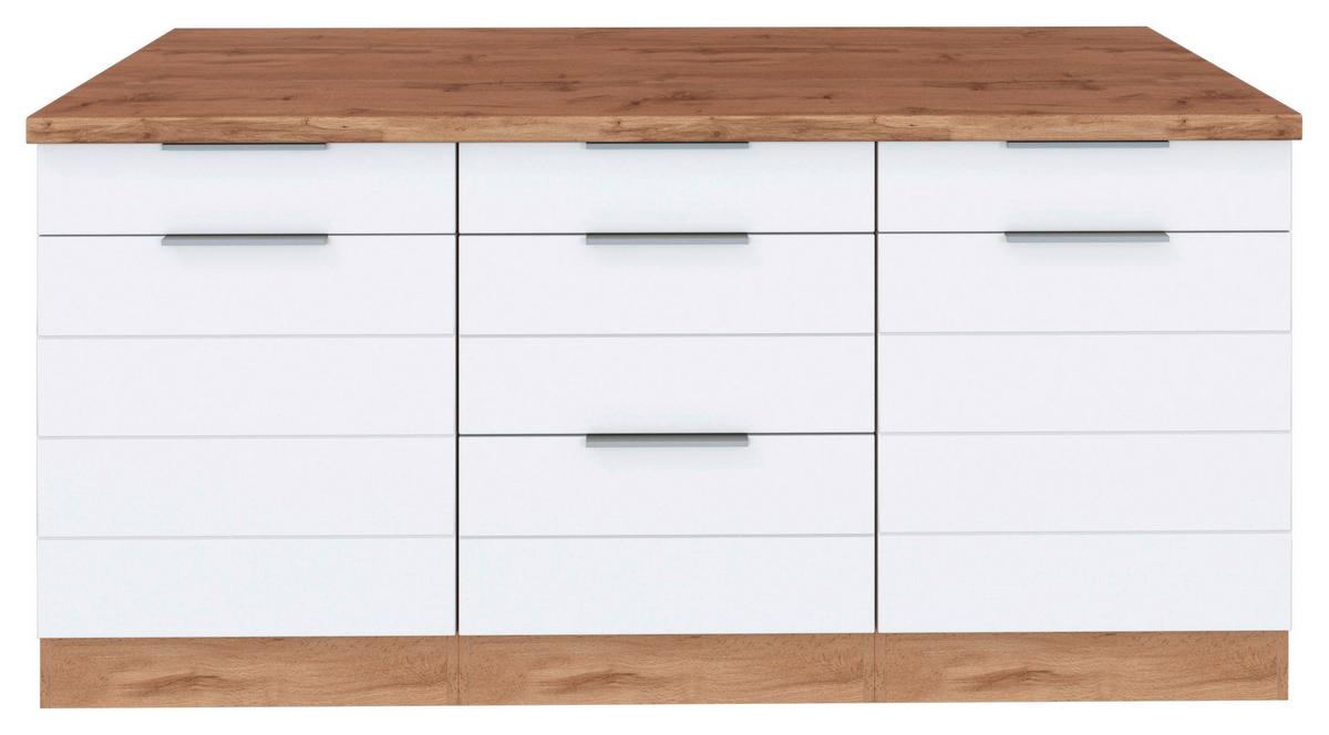 Küchenunterschrank Florenz B: 180 Cm Weiß/eichefarben - Eiche Wotan/Weiß, Design, Holzwerkstoff (180/86/60cm) - Held