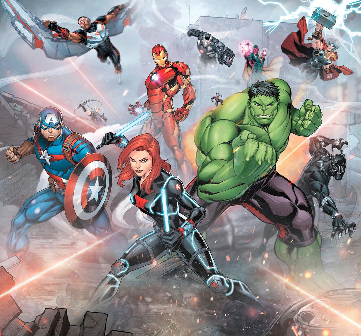 Fototapete Avengers Street Revenge - Multicolor, Trend, Papier (300/280cm)
