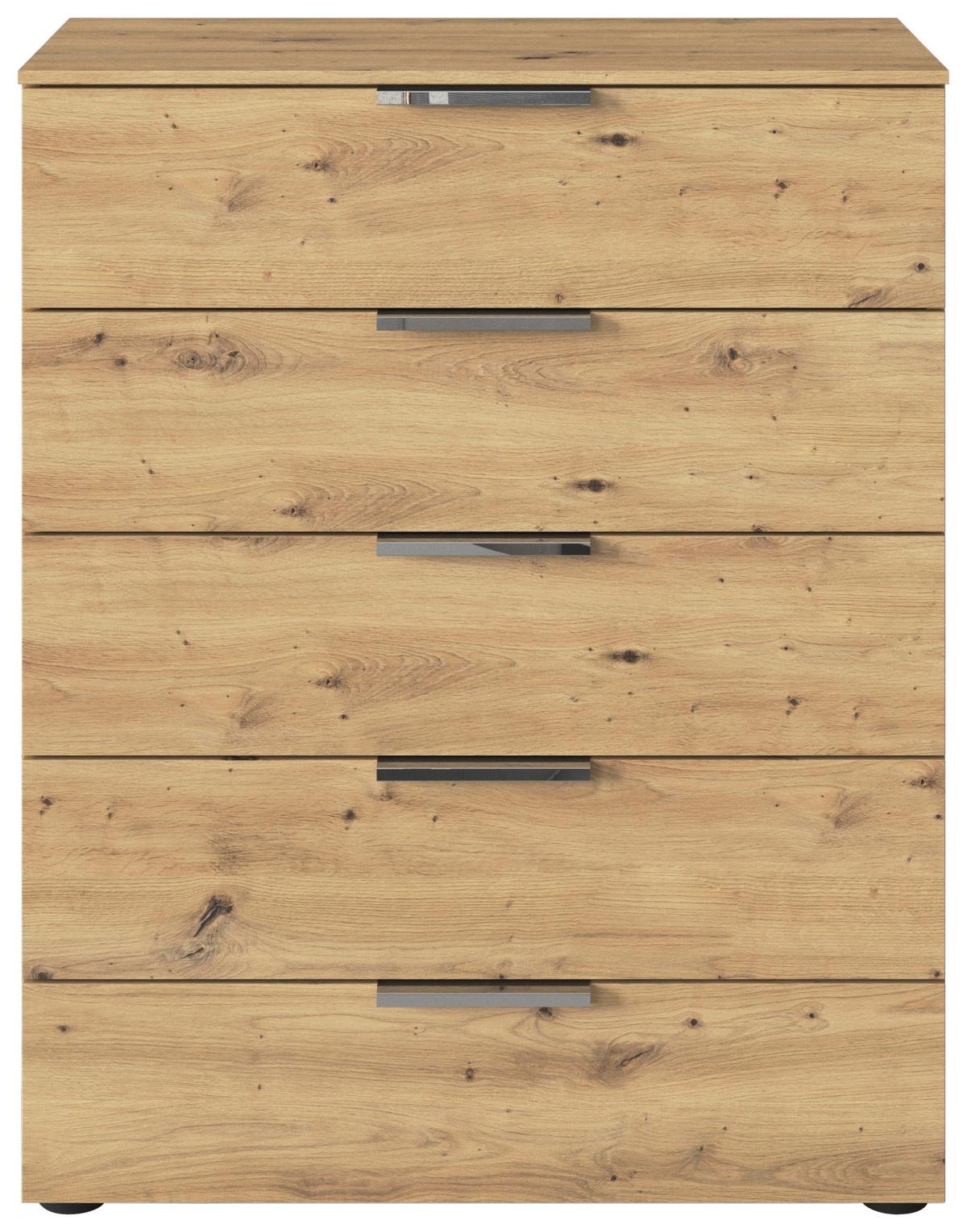 Kommode 80 Cm Flipp Eiche/chromfarben - Chromfarben/Schwarz, MODERN, Holzwerkstoff (80/100/42cm) - Rauch Möbel