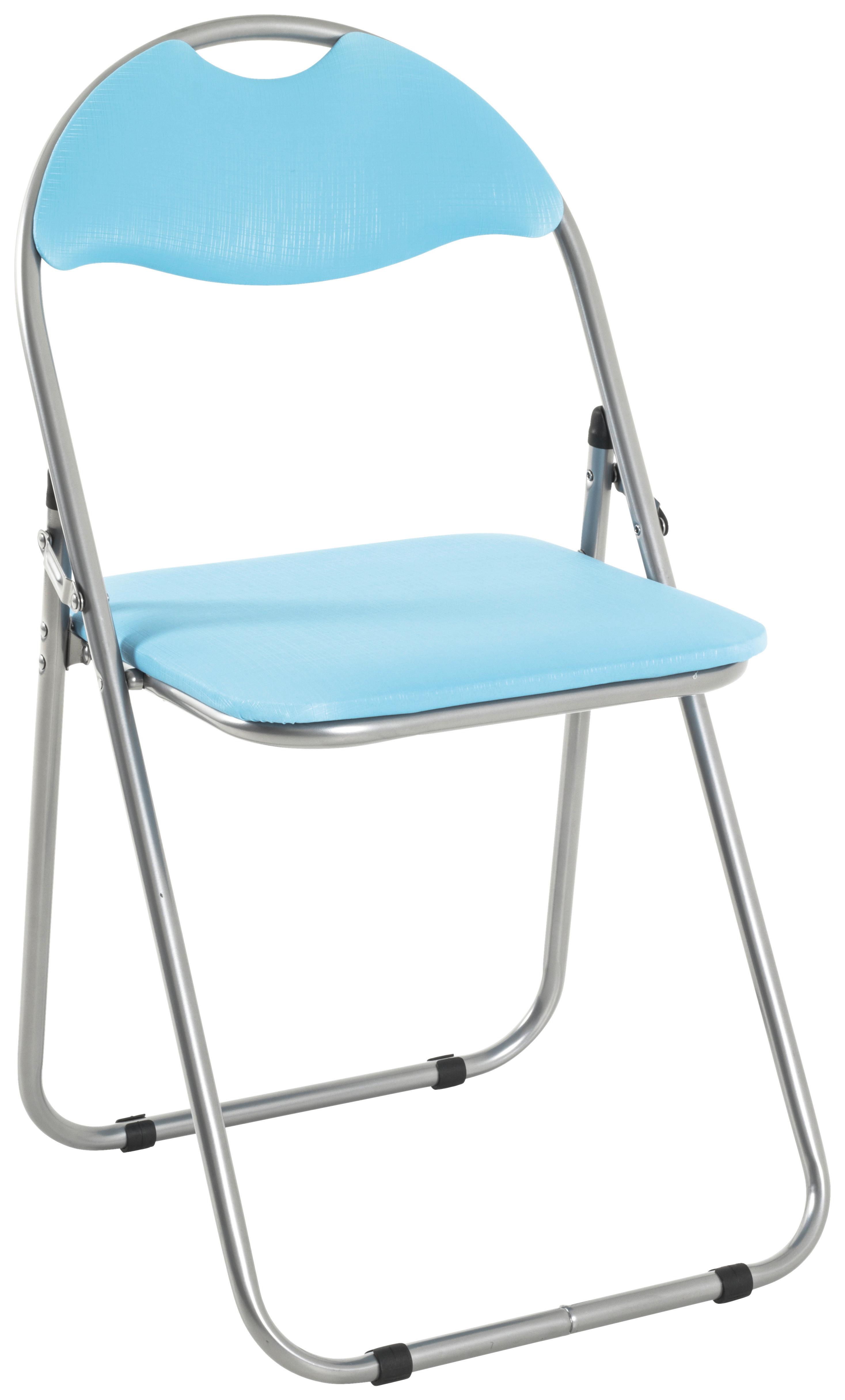 Klappstuhl Shake Stahl, Lederlook - Blau, MODERN, Kunststoff/Metall (44/80/47cm)