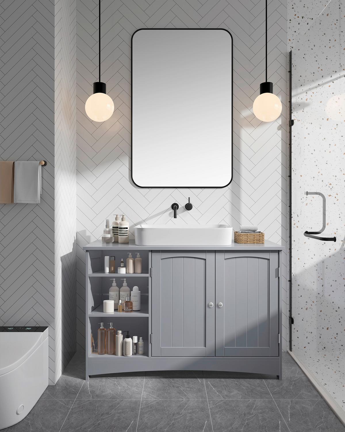 Waschbeckenunterschrank Washbasin Cabinet - Grau, MODERN, Holzwerkstoff (90/60/30cm) - MID.YOU