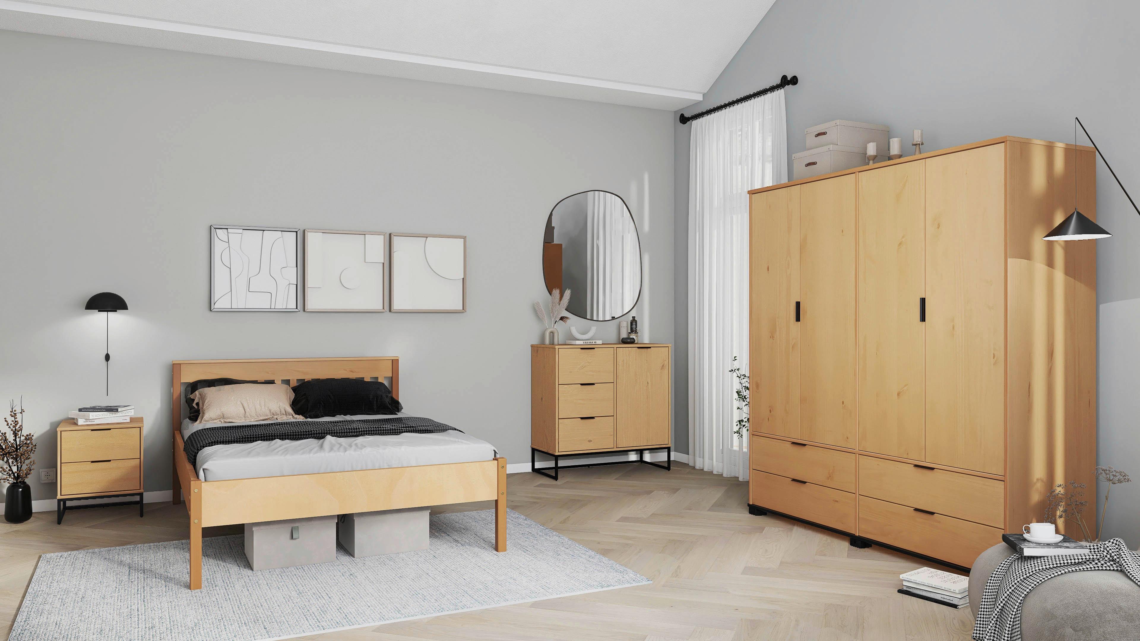 Kommode 101 cm Vivo, Eichefarben - Eichefarben/Schwarz, Design, Holz (101/80/45cm) - Livetastic