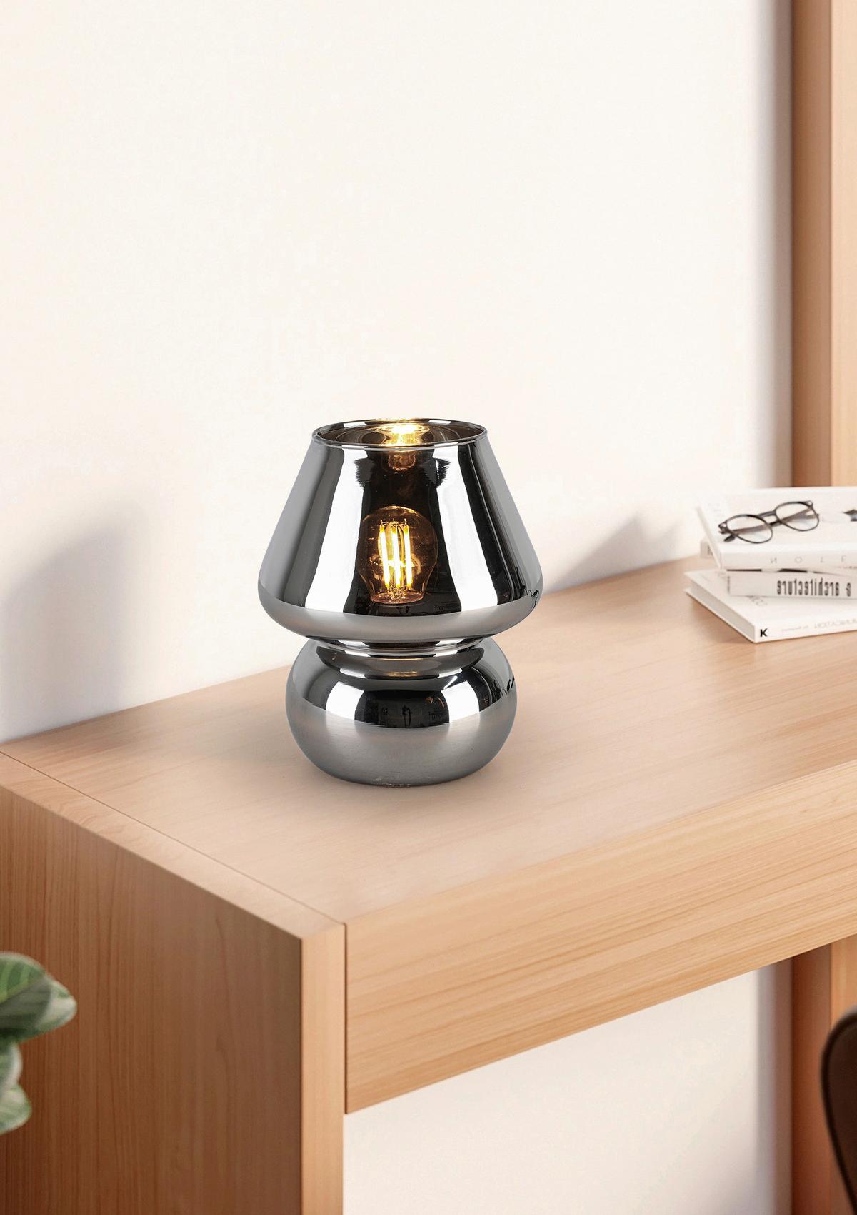 STOLNÍ LAMPA SCHÖNI - černá/barvy chromu, Moderní, plast/sklo (15/18cm) - Modern Living