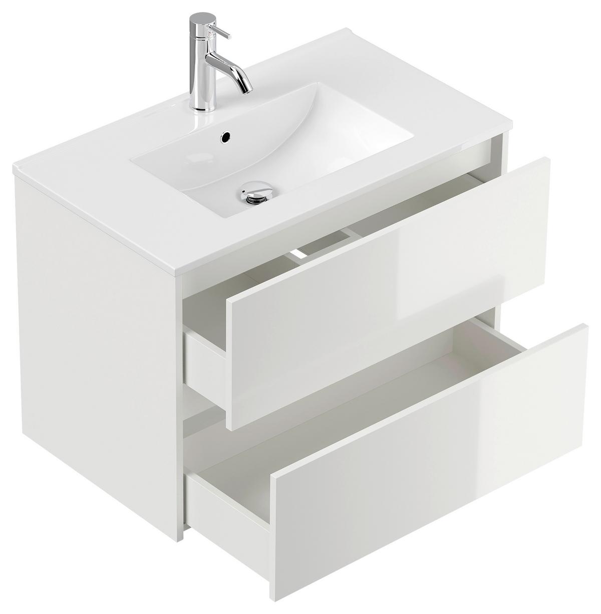 BADEZIMMER Limes, weiß HG B: 80 cm - Weiß Hochglanz/Weiß, Basics, Keramik/Holzwerkstoff (80cm) - MID.YOU