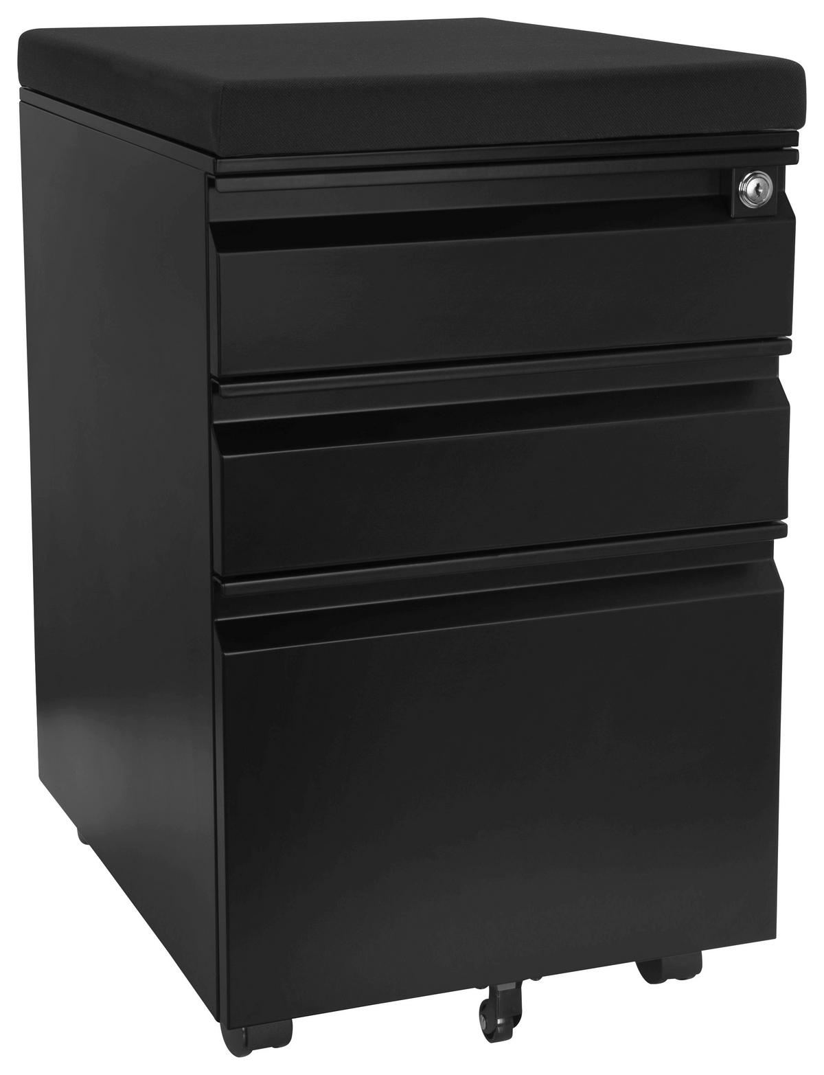 Rollcontainer Color Os Schwarz - Schwarz, MODERN, Kunststoff/Metall (39/60/50cm) - MID.YOU